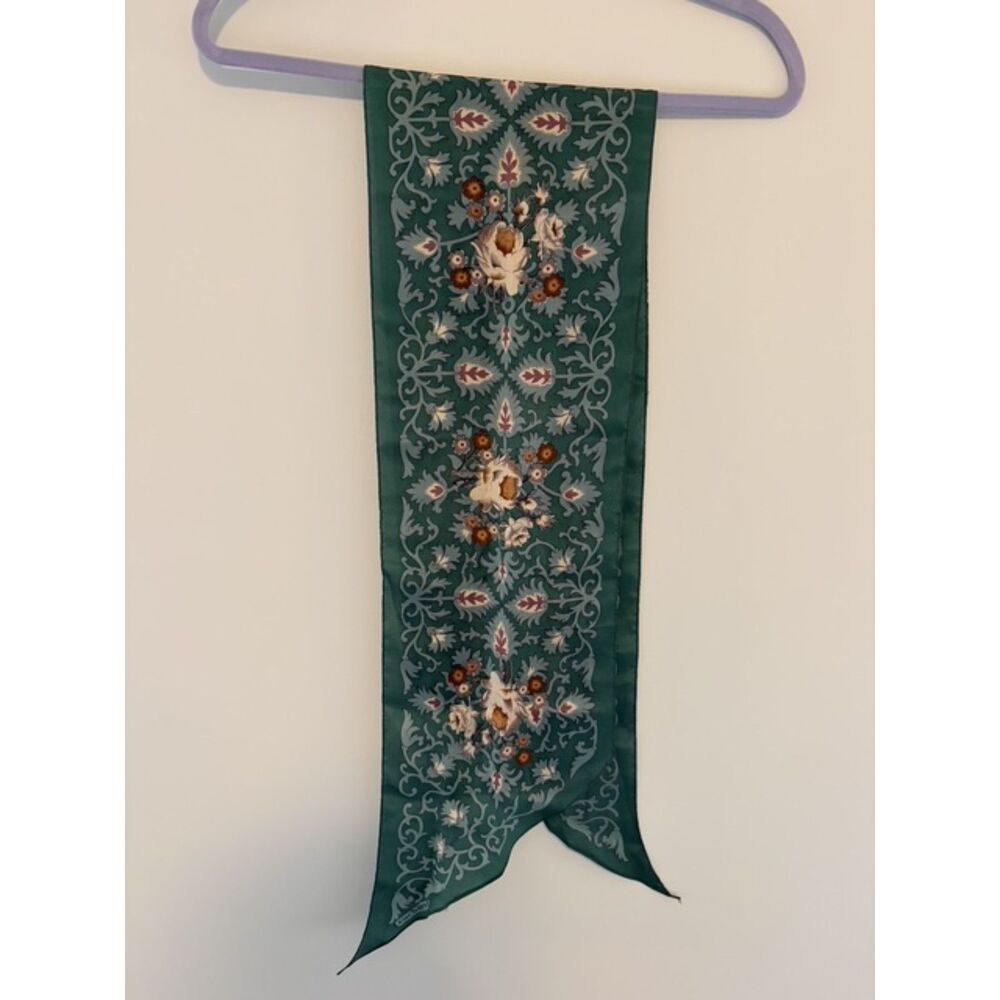 Cacharel Vintage Floral Persian Inspired Green Scarf